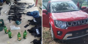 Debido al GPS de un auto robado policías detectan arsenal de armas del CJNG