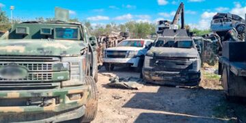 20 vehículos “monstruos” decomisados a los cárteles en Tamaulipas fueron destruidos