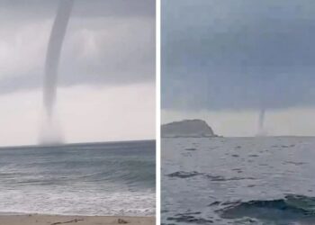 Gigantesca tromba marina aparece en Huatulco