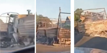 13 camiones y sus pasajeros militares completamente destruidos tras ataque brutal ucraniano en suelo ruso