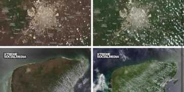 Captan fotos desde el espacio en donde se mira como Yucatán se torna verde tras paso de lluvias