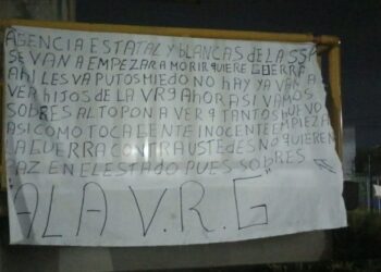 Narco manta que apareció recientemente en Tabasco.