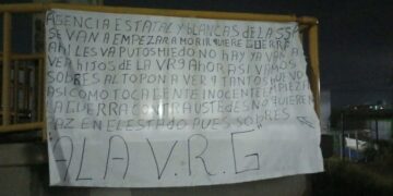 Narco manta que apareció recientemente en Tabasco.