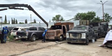 33 vehículos “monstruos” con blindaje artesanal en Tamaulipas destruidos por la FGR