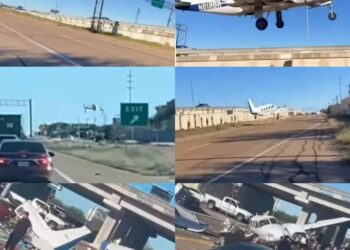 Texas: Avioneta aterriza de emergencia sobre autopista estrellándose contra varios autos