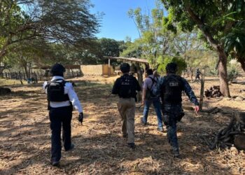 Funcionarios llevando a cabo labores de investigación.