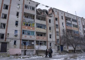 Siversk, Ucrania, una ciudad destruida por los rusos.