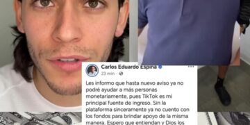 El TikToker Carlos Espina informa a su audiencia que no podrá seguir ayudando a las personas