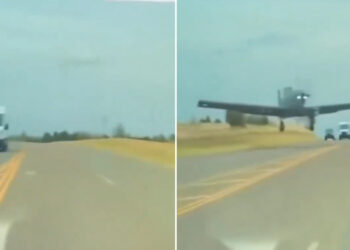 Un Tesla maniobra con calma ante un avión que se cruza en su camino (VIDEO)