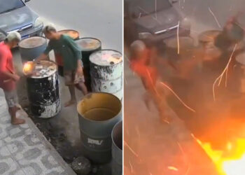 Juegan con un encendedor y una potente explosión los lanza por los aires