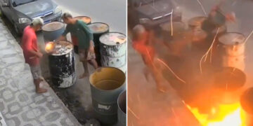 Juegan con un encendedor y una potente explosión los lanza por los aires