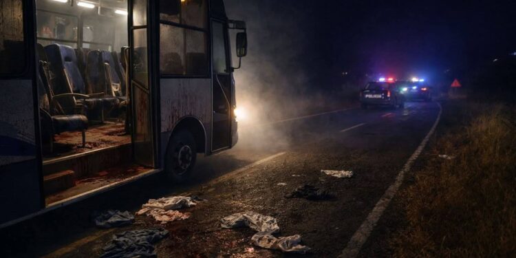 2 versiones de escenarios de lo que ocurre en bus descubierto encendido, sin el chófer ni pasajeros en San Luis Potosí