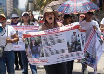 Familiares de desaparecidos protestan en Ciudad de México, el 3 de agosto del 2025.