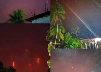 Extrañas luces rojas iluminan el cielo de Tabasco y desatan especulaciones