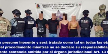 Detienen a cuatro personas en Cozumel por presuntos delitos contra la salud; les aseguran 76 dosis de probable marihuana y un vehículo